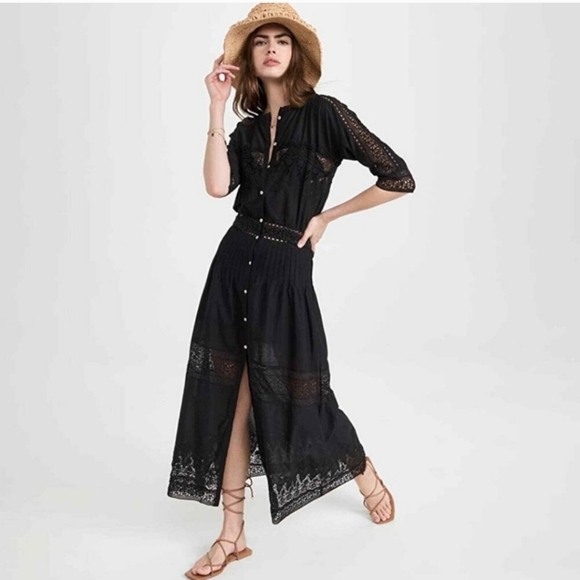 LoveShackFancy Beth Elegant Black Lace Maxi Dress Size P - Picture 3 of 16